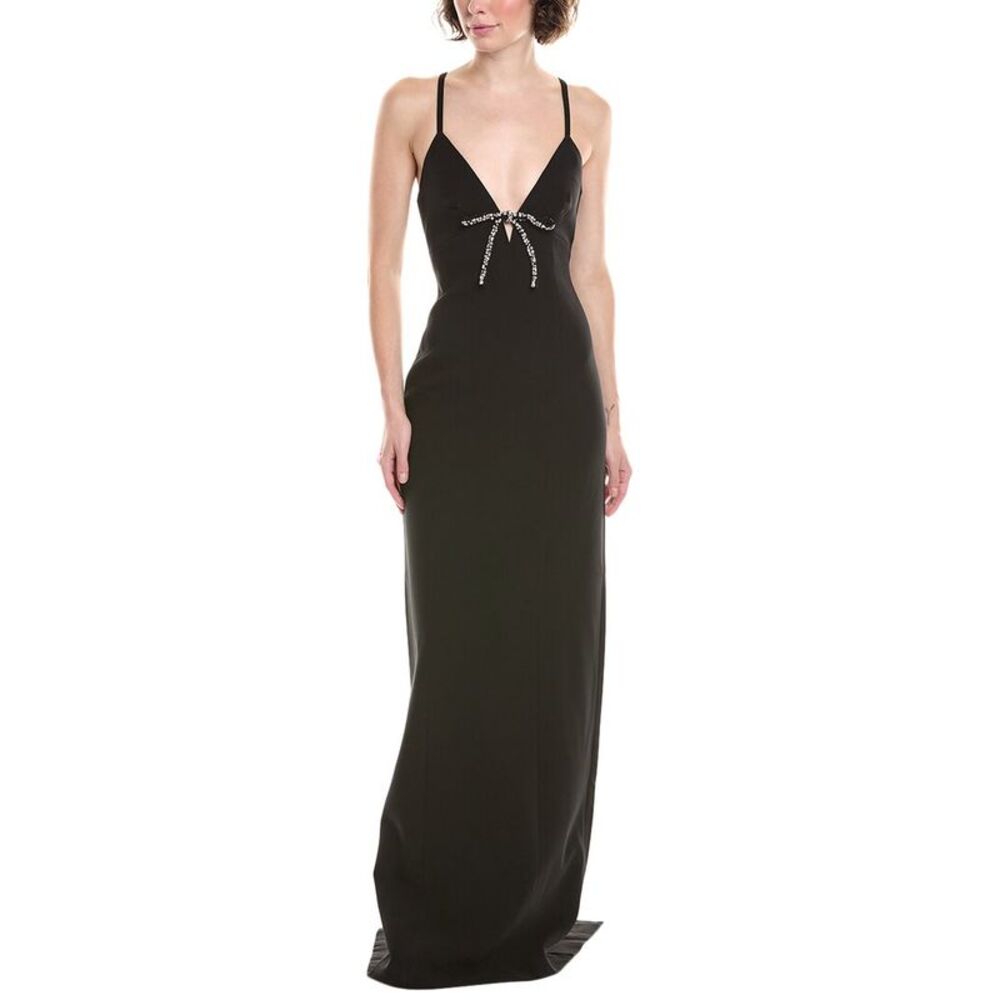 Black Beaded Tie-Front Maxi Dress